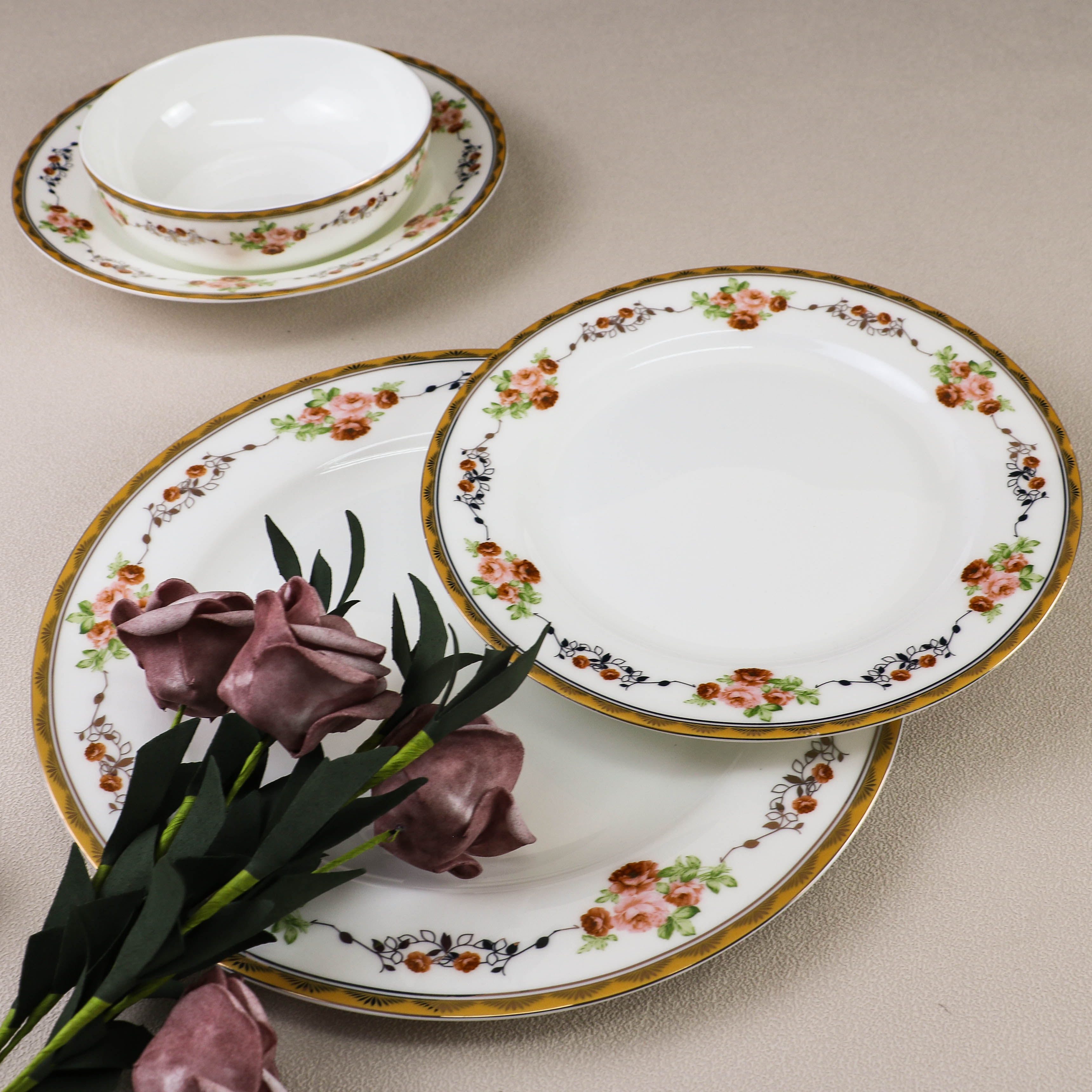 Bone China The Range Rose Gold Dinner Set Bone China Dinner Set