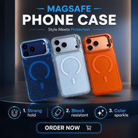 Nouvelle coque magnétique transparente en cristal scintillant, coque rigide avec support pliable et protection d'objectif pour iPhone 17 16 15