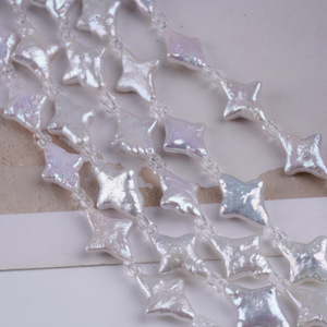 Perla de Agua Dulce Natural Blanca de 18 cm, Orificio Recto, Cuentas de Cuatro Estrellas, Accesorios Hechos a Mano para DIY, Venta al por Mayor de Zhuji - Product Image 4