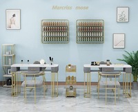 Ensemble de table et de chaises de manucure professionnelles modernes et abordables avec cadre métallique facile à nettoyer pour le mobilier de salon de beauté