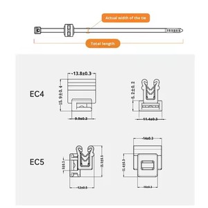 UL Protected Nylon 66 4,8mm 200mm Self Lock Zip Ties Black <span class=keywords><strong>EC4</strong></span> Edge Clip Cable Ties 1-3mm Panel - Product Image 6