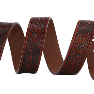 Westal Vintage mujeres cinturones de cuero de vaca de lujo en relieve placa completa hebilla grano cinturón de cuero genuino para hombres - Product Image 2