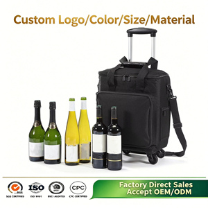 Vente en gros d'usine de valise roulante 3-en-1 sacs à vin de voyage glacière isolée transporteur en nylon personnalisé avec amovible - Product Image 1