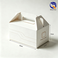 Caja de Cartón Blanca Resistente con Asa de Papel para Postres, Ideal para Panaderías, Pastelerías y Exhibición de Macarons
