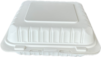 Contenitore Ecologico Usa e Getta per Microonde 8x8'' 8 Pollici con 3 Scomparti, Scatola per Asporto con Cerniera in MFPP