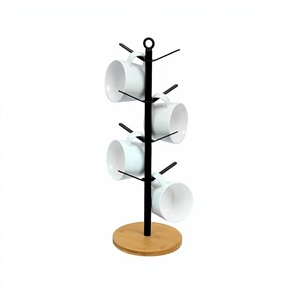Porte-gobelet en fer au design admirable avec base en bois, qualité supérieure, forme ronde, pour tasses et verres en Inde - Product Image 1