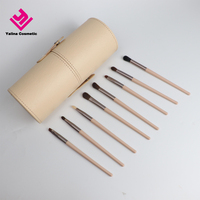 Ensemble de 12 pinceaux de maquillage avec logo personnalisé, poils synthétiques, manche en bois, pour fond de teint, poudre, anticernes, yeux et lèvres, avec étui