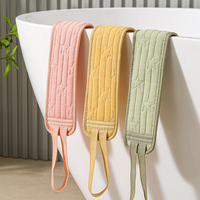 Serviette de bain exfoliante OEM à texture étoilée, double face, pour un nettoyage en profondeur et un gommage des peaux mortes, avec sangle de massage dorsal