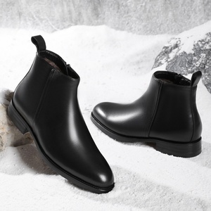 Nouvelles Bottes Chelsea Mi-mollet Décontractées et Habillées pour l'Hiver en Cuir Véritable, à Enfiler, Imperméables, Antidérapantes, Chaudes et Tendance - Product Image 3