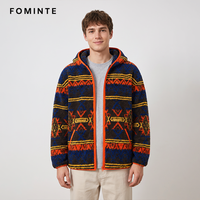 Veste polaire imprimée bohème pour homme, chaude et épaisse, style streetwear, avec capuche, en stock, vente en gros