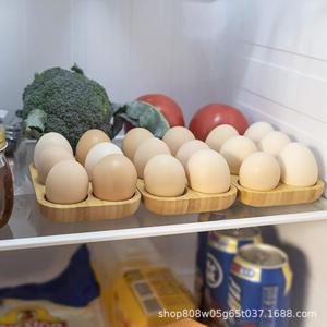 Estante para huevos de bambú con 6 orificios, bandeja de madera para huevos, para almacenamiento en la cocina, uso en el refrigerador o gabinete, diseño de madera maciza - Product Image 3