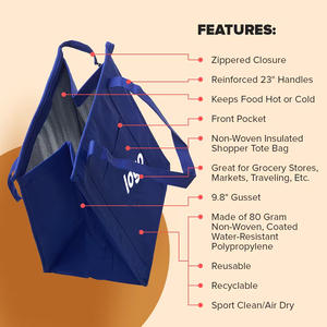 Maßgefertigte Isolierte Tragetaschen aus Vliesstoff Werbe-Kühltasche mit Reißverschlussdeckel - Product Image 4