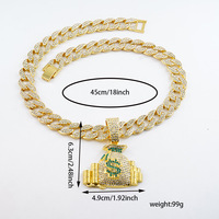 Européen Américain Hip-Hop Hommes Collier Dollar $ Symbole Argent Sac Pendentif Alliage Strass Transfrontalier Bijoux pour Fêtes