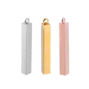 Pendentif rectangulaire vierge en acier inoxydable 3D, poli miroir, pour la personnalisation, bijoux de mode unisexe, accessoires DIY, vente en gros - Product Image 4