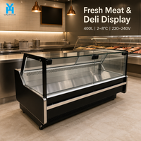 Vitrine réfrigérée Unitech HS-FSF-180 pour charcuterie, vitre droite, refroidissement par air, thermostat réglable, 400L, 2-8°C, vitrine à viande