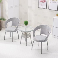 Ensemble de jardin en rotin 3 pièces, mobilier d'extérieur moderne avec une chaise individuelle et une petite table basse