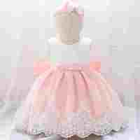 Robe de princesse pour le premier anniversaire de bébé fille, rose et blanc, avec dentelle, nœud, tulle, sans manches, jupe à volants, jolies robes