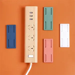 Biumart Novelty Hooks Wall Mounted No-hole Cable Wire Organizer Adhesive Power Strip Holder