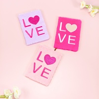 Carnet LOVE Cœur Scintillant, Journal Intime en Peluche pour Amoureux, Style Mignon et Frais avec Fourrure de Lapin