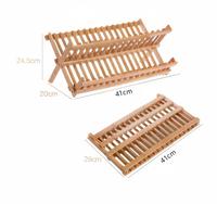 Égouttoir à vaisselle pliable en bambou à 2 niveaux, écologique, avec large bec verseur, pour la cuisine domestique