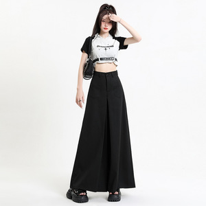 <span class=keywords><strong>Pantaloni</strong></span> <span class=keywords><strong>Larghi</strong></span> <span class=keywords><strong>Grigi</strong></span> in Stile Americano con Perline, in Poliestere e Viscosa, Nuovi <span class=keywords><strong>Pantaloni</strong></span> Dritti e Morbidi per Donna - Product Image 4
