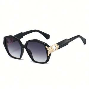 Lunettes de soleil polygonales surdimensionnées vintage tendance 2025 avec logo personnalisé, protection UV400, monture large hexagonale - Product Image 5