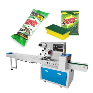 Easy operating automatic horizontal pillow bag package scouring pad stainless steel scrubber packing machine
