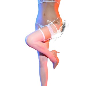 Sexy <b>Red</b> Trimmed Black Stockings 5D Ultra Thin Transparent Garter Straps With <b>Bow</b> Lace Trim For Women Over The Knee High Socks - Product Image 5