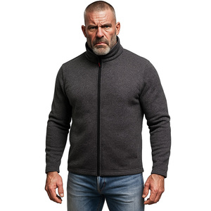 Men's Slim Fit Casual Autumn Polar Fleece <b>Jacket</b> Stand Collar Zipper Closure <b>Canvas</b> Breathable OEM Service Warmer Front Solid - Product Image 2