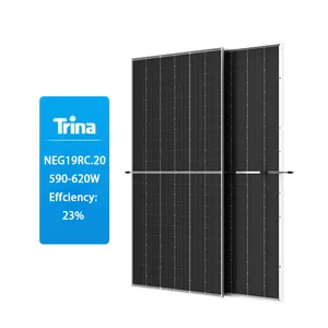 Trina 590W 595W 600W 605W 610W 615W 620W para el uso del sistema solar doméstico Panel solar de módulos fotovoltaicos bifaciales tipo N de alta eficiencia