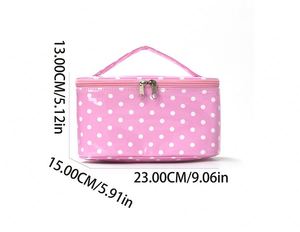 High Quality PVC Waterproof <b>Makeup</b> Organizer Vintage Polka Dot Cosmetic Bag Portable Multifunctional <b>Makeup</b> <b>case</b> with Handle - Product Image 2