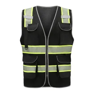 Gilet de sécurité à fermeture éclair blanc double ton, matériau hautement réfléchissant haute visibilité, vêtements de sécurité conformes à la norme ANSI/ISEA - Product Image 2