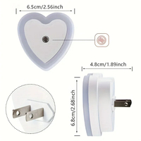Mini lampe de nuit LED avec capteur de lumière, forme de cœur, prise EU/US, pour chambre d'enfant, chambre à coucher, chevet, couloir, 110V 240V