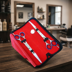 Juego de Tijeras Profesionales para Cabello Liso, Acero Inoxidable, Cuchillas Afiladas, Mango Largo, para Diestros, Uso en Salón, Estuche Rojo, Llave Incluida - Product Image 3