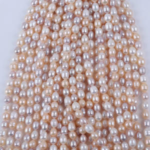 Cadena de Perlas de Agua Dulce Naturales al por Mayor de 18 cm, 6-7 mm, Perlas Sueltas Semiterminadas de Color Blanco y Rosa para Joyería, Zhuji - Product Image 1