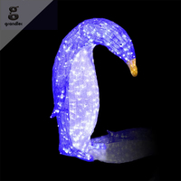 Lámpara LED Decorativa de Paisaje 3D con Forma de Pingüino, de Aluminio, para Exteriores, IP65, Multicolor, Recargable, con Batería, Regulable, para Uso Comercial y Festivo