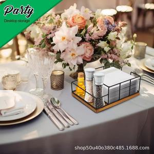 Wooden Kitchen Napkin Holder Iron Wood <b>Combined</b> <b>Square</b> 4-7 Compartments Multifunction Storage Tray Standing Type - Product Image 4