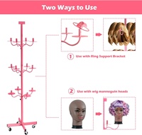 En stock : Présentoir rotatif en métal pour perruques synthétiques bouclées à tresses, modèles de tête humaine et extensions capillaires avec dentelle frontale