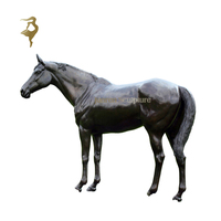 Grande statue de cheval en laiton antique noir grandeur nature à vendre