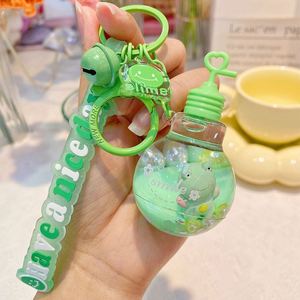 Porte-clés créatif et mignon Panda, Grenouille, Ours, Boba, ou Tasse de thé au lait, rempli de liquide et de billes flottantes, avec ampoule intégrée - Product Image 1