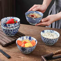 Vente en gros de bohème japonaise bols à riz en céramique de 4.5 pouces vaisselle en céramique assiettes bol bol rond ensemble pour restaurant