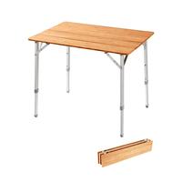 Table de camp en bambou robuste à 4 plis meubles de salle à manger portables pieds réglables modernes conception pliable pour les pique-niques de camping
