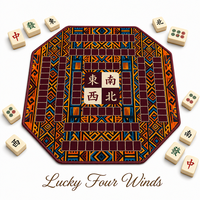 Tapis de Mahjong Américain Personnalisé 60x60cm – Housse de Table en Caoutchouc Antidérapant Premium avec Bords Cousus pour Jeu Professionnel en Club