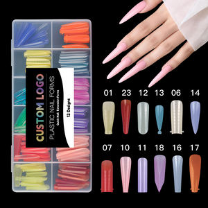2025 Formes de capsules à ongles double forme, couleurs macaron et cristal, pour extensions russes et françaises, 288 pièces par boîte - Product Image 2