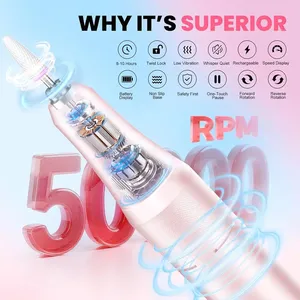 50000RPM Professional <b>Electric</b> <b>Nail</b> Drill Rechargeable Polisher LCD Screen Stainless Steel Dual-end for Gel Polish <b>Nail</b> File - Product Image 2