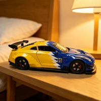 Réveil en alliage Hypercar avec effets lumineux LED et son de moteur de voiture de sport, rechargeable par USB, avec fonction de brume, pour table de chevet