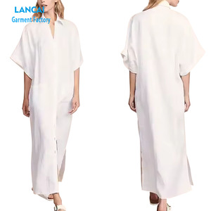 Nueva moda personalizada Casual mujer Maxi con botones Slit Bottom vestido de verano elegante diseño de moda - Product Image 4