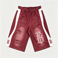Shorts en coton délavé pour homme, déchirés aux genoux, avec cordon de serrage, poches latérales, imprimé logo, style hip-hop, coupe ample, pantalon d'été – Fournisseur