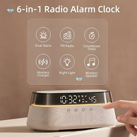 Draadloos opladen 5.1 Speaker RGB LED Wekker Snelladen Touch Control Display - 5-in-1 Batterij Miracast Home Theater