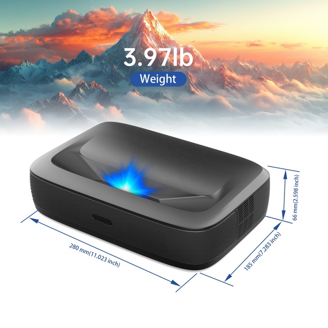 First One Netflix-Certified Android TV 11 System Native 1080P Mini UST Triple-Laser Short Throw Portable WiFi 6 4K Projector